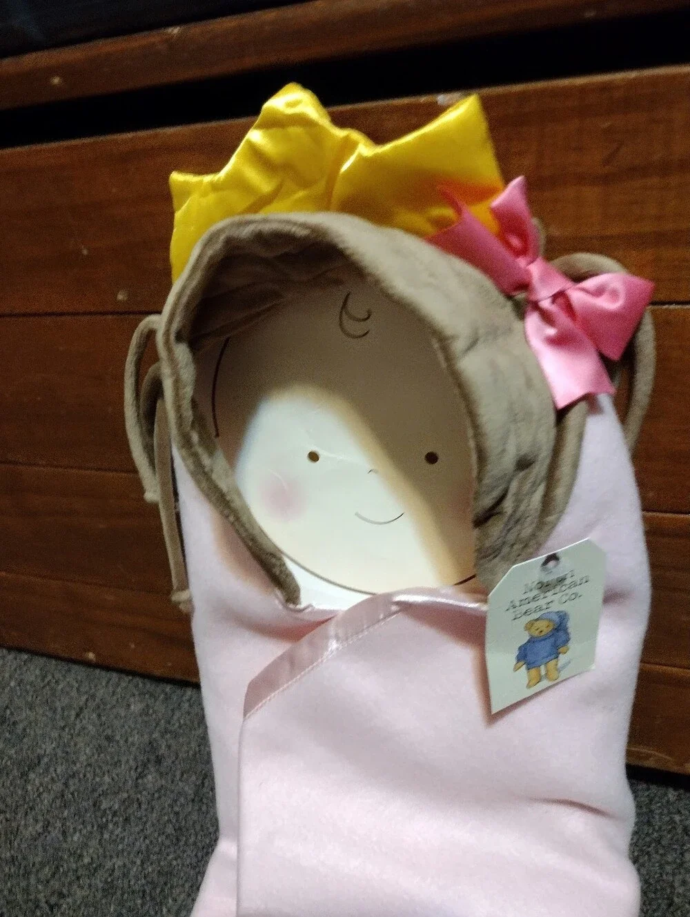 North American Bear Co Girls Pink Hooded Blanket Wrap with Bow